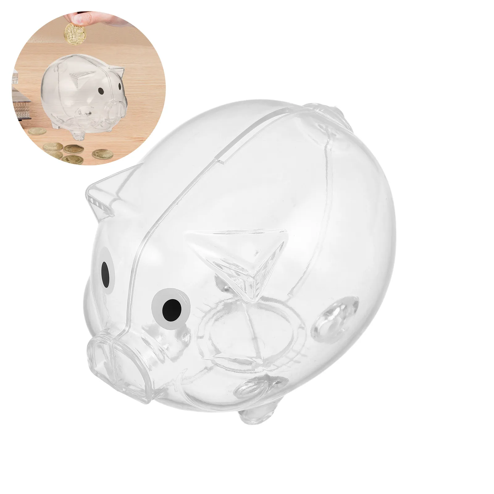 2Pcs Adorable Piggy Bank Transparent Money Saving Box Clear Pig Shape Coin Jar for Cash Saving Piggy Bank
