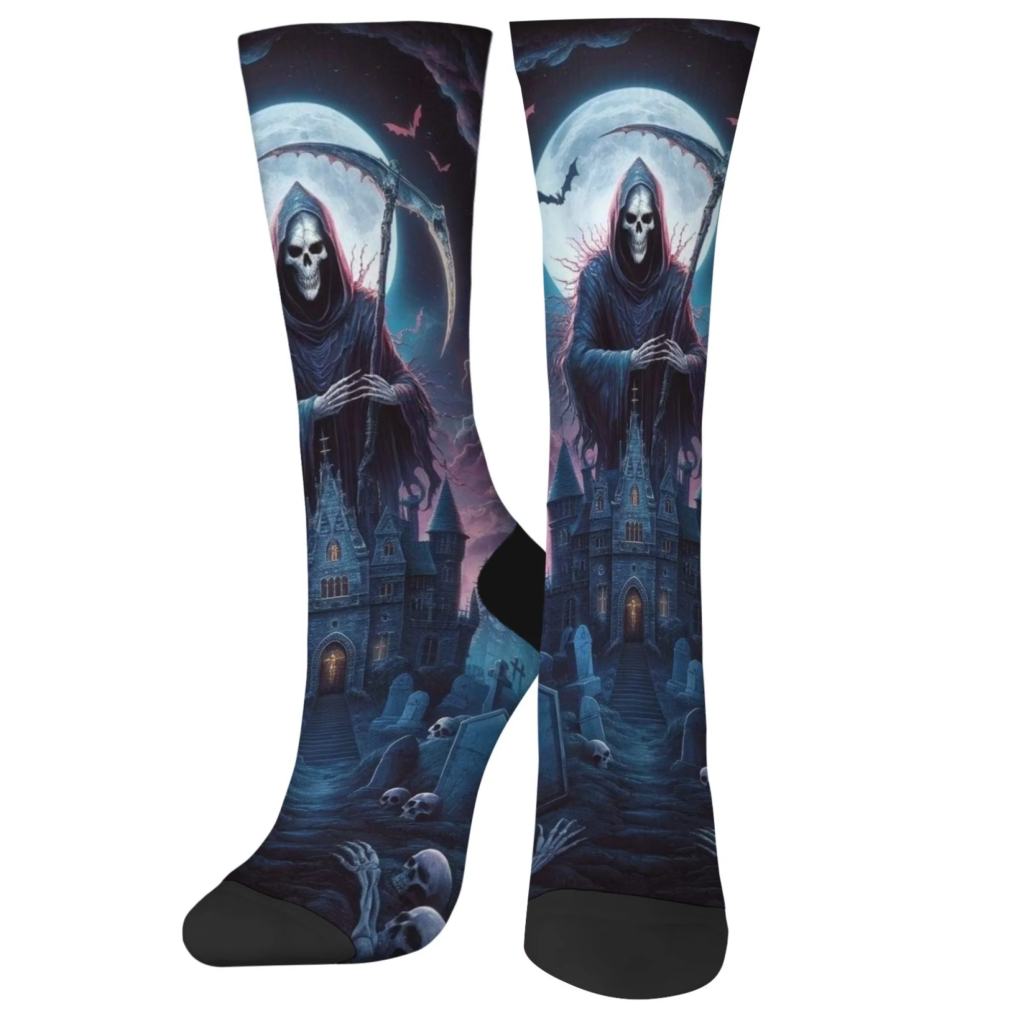 

Dark style black robe illustration men's socks retro style crazy party street hip-hop trend sock comfortable non-slip breathable