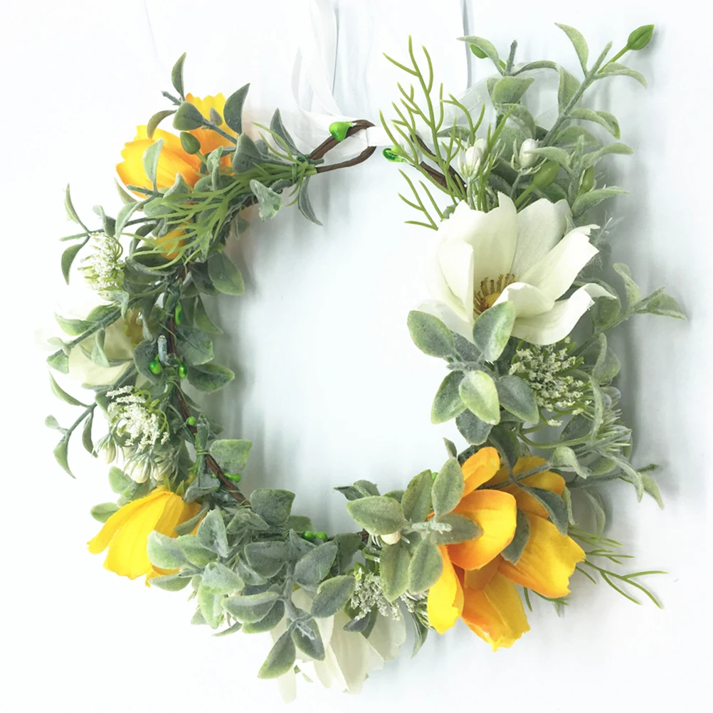 

1pc Floral Hair Wreath Simulated Flower Garland Bridal Headwear Holiday Party Wedding Festival Decoration Photo Prop For Selfie