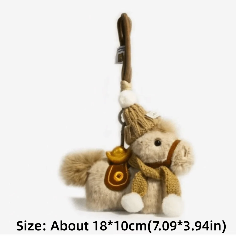 Nouveau Yuanbao poney peluche poney porte-clés peluche année du cheval en peluche cheval pendentif cheveux longs doux sac pendentif cadeau