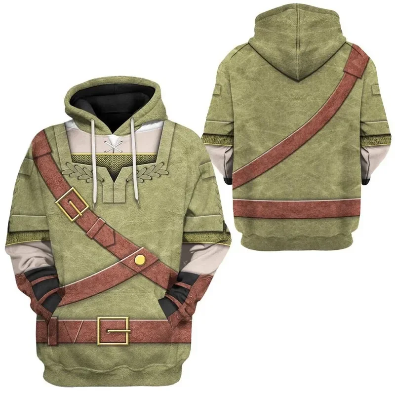 The Zelda hoodie Cosplay Costume Breath of the Wild Link Hooded Sweatershirt Adult Men Halloween Coat Carnival T-shirt Pant Suit