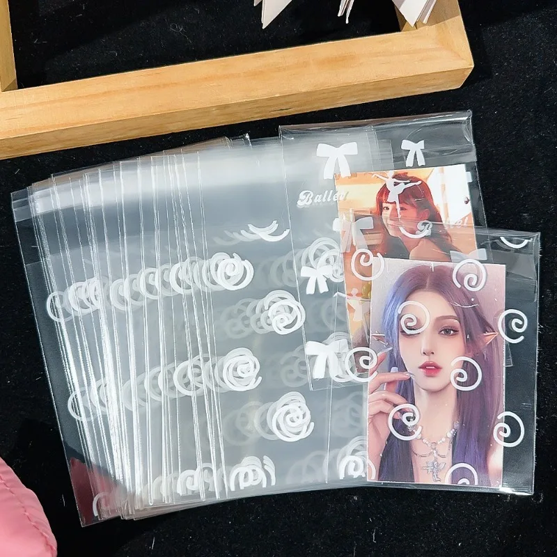 200-50Pcs Transparent Korea Kpop Idol Card Sleeves Self Sealing Bag Small Gift Storage Bag Photocard Box For Popcorn Card Holder