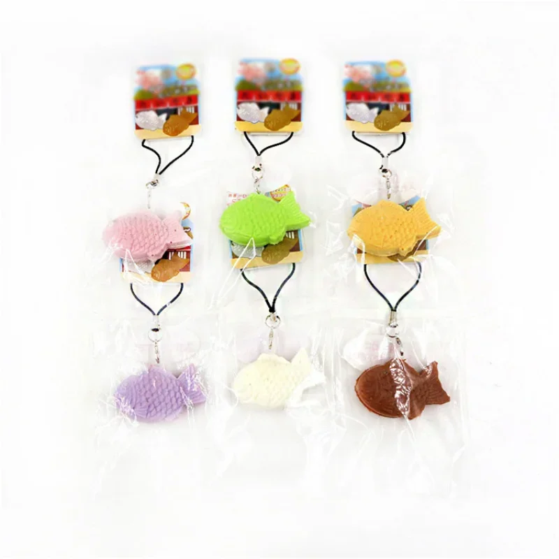 Oryginalna figurka anime Gashapon Cute Kawaii Squeeze Soft Taiyaki Fish Phone Dust Plug Stress Relief Brelok do kluczy Zabawki dla dzieci Prezent