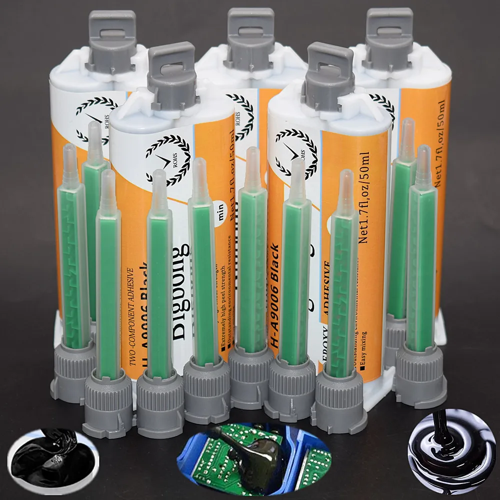 

5pc 1:1 Epoxy Resin Adhesives 50ml Two-Component Strong Adhesives Black AB Glues with 10pcs Static Mixing Nozzles 1:1 Mixed Tube