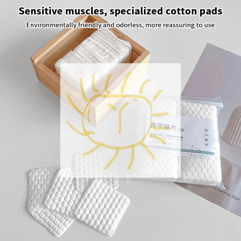 200Pcs Nagel Baumwolle Pad Polish Remover Gel Sauber Maniküre Servietten Fusselfreie Tücher Baumwolle Reiniger Papier Pads Lack werkzeug