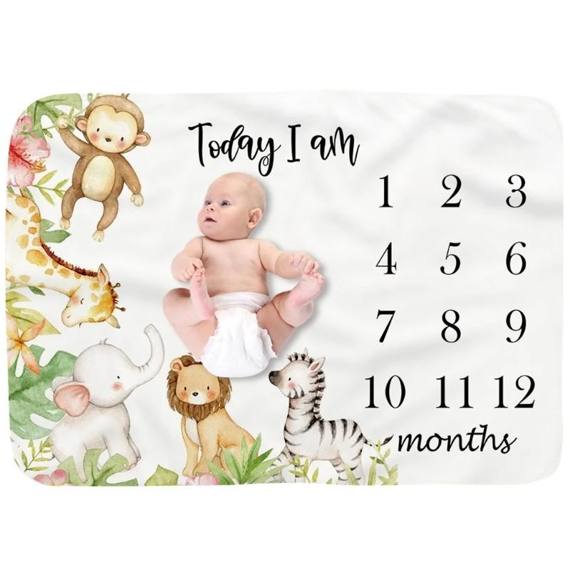 بطانية J15U لحديثي الولادة، بطانية مايلستون للنمو، بطانية مايلستون الشهرية للأطفال #5