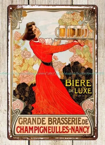 Biere de Luxe de la Grande Brasserie de Champigneulles, Nancy metal tin sign