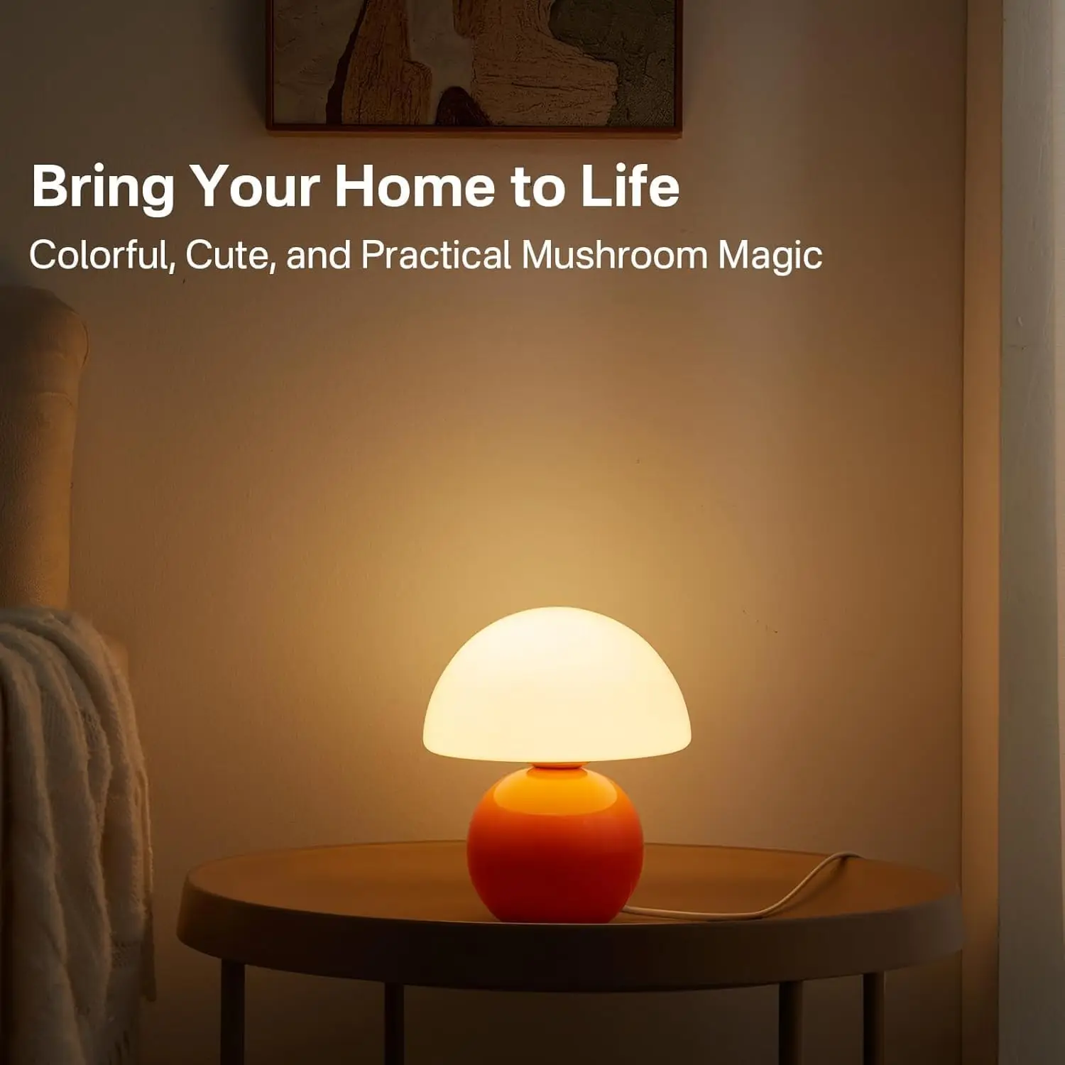 Lampe champignon Orange, lampe de chevet de bureau, décoration de salon moderne et mignonne du milieu du siècle