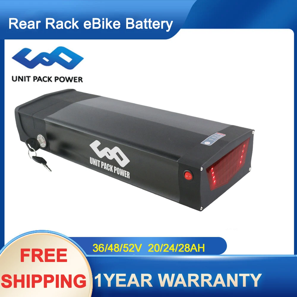 Rear Rack eBike Battery 48V 20Ah ebike battery 36V 35AH 52V 24AH18650 battery for 1800W 1500W Motor 48v Mountain ebike batteries