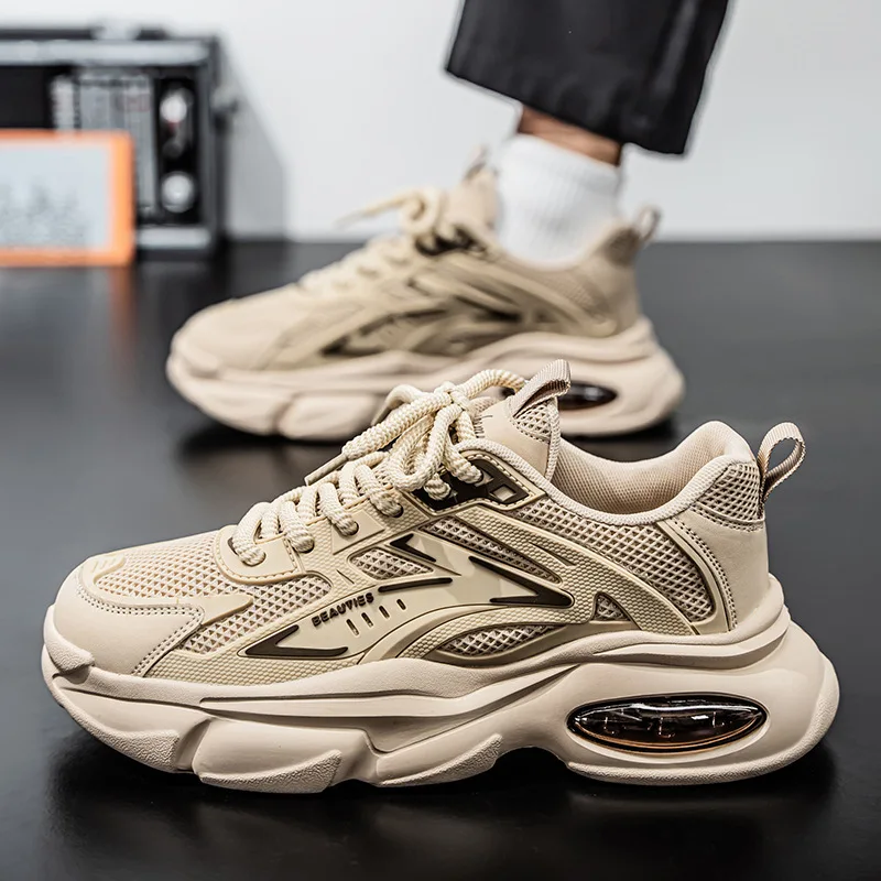 2026 Autumn New Men's Non-slip Breathable Mesh Youth Sports Leisure Thick Bottom Versatile Daddy Trendy Student Casual Sneakers
