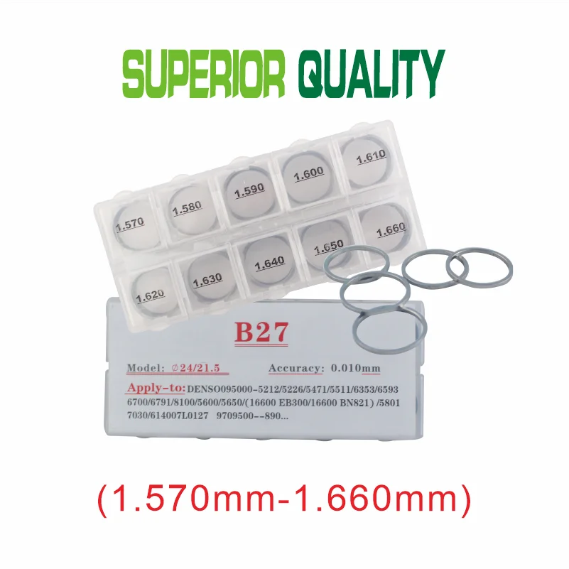 50pcs Adjusting Shim B27 Common Rail Injector Adjustment Shim B27 Gasket Washer Size: 1.57-1.66mm For D-ENO Injectors