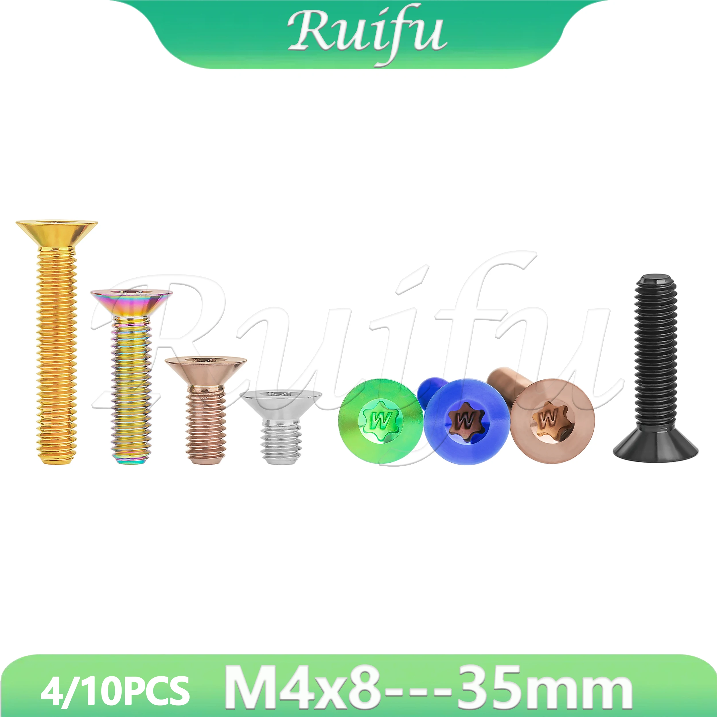 

Ruifu Titanium Bolt 4/10pcs M4X8/10/12/15/20/25/30/35mm Bead Plum Torx for Motorcycle Parts