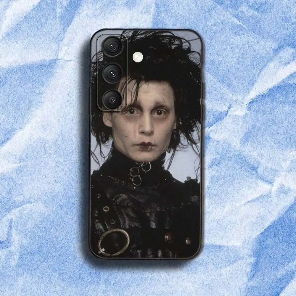 حافظة هاتف E-Edward S-Scissorhands لهاتف سامسونج S 25,24,23,22,30,21,10,9,Ultra,Plus,Lite,FE,4,5G حافظة ناعمة سوداء