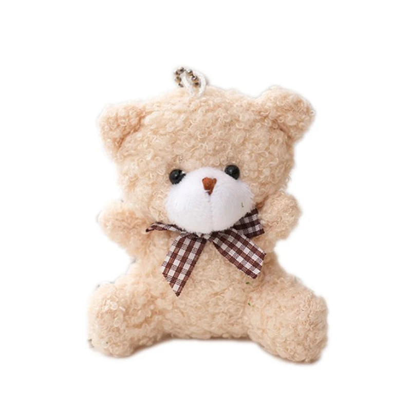 Porte-clés mignon ours assis en peluche, porte-clés en fourrure de dessin animé, poupées pendentif de voiture JOBag, décor de fête d'anniversaire et de mariage