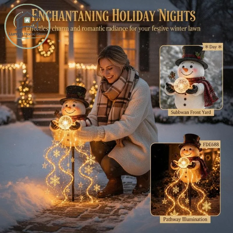 Christmas Snowman Magic Flowing Snow Fountain Light 1Pcs Long Lifespan LED Lamp for Garden Yard Xmas Party Decorations