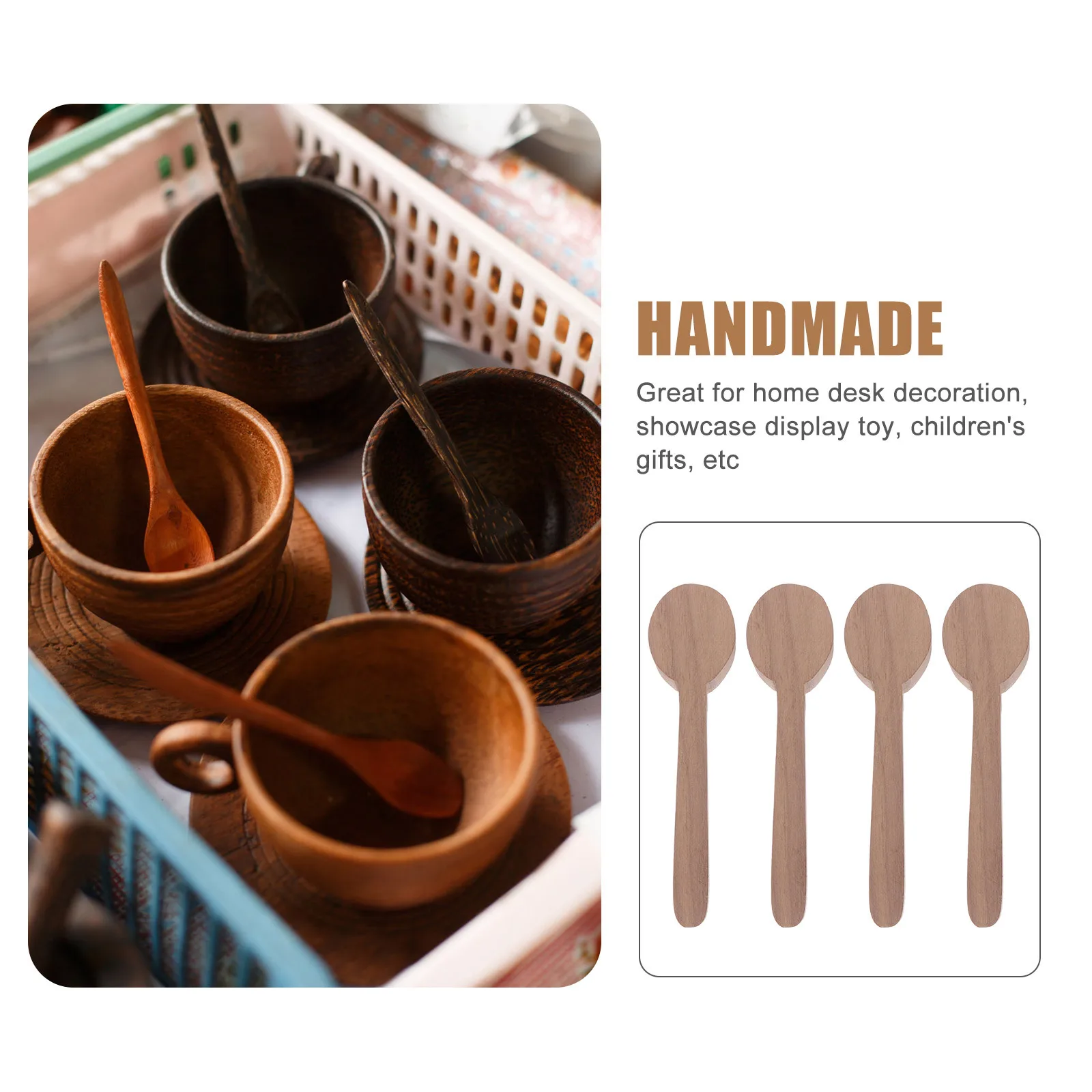 

4Pcs Unfinished Wooden Spoons DIY Craft Supply Handmade Wood Carving Spoon Molds Durable Spoon Making Materials for Kitchen