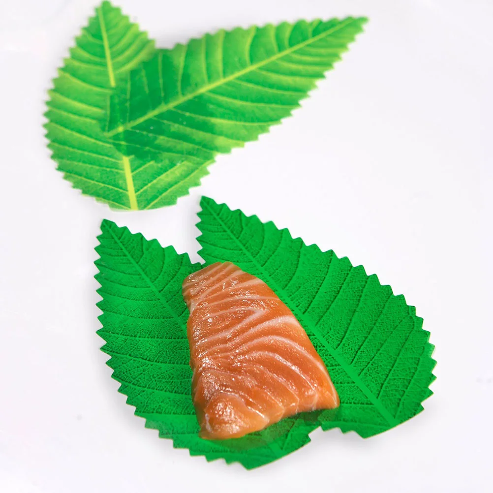 Sushi Leaf Decorations Plate Sashimi Leaves Grass Decorative Decor Dish Fake Ornament Japanese Garnish Tray Artificial Baran