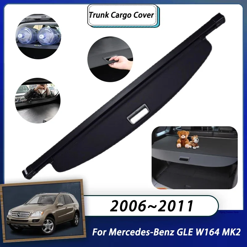 Cargo Cover For Mercedes-Benz M-Class GLE W164 MK2 2006 2007 2008 2009 2010 2011  Trunk Luggage Curtain Retractable Shielding