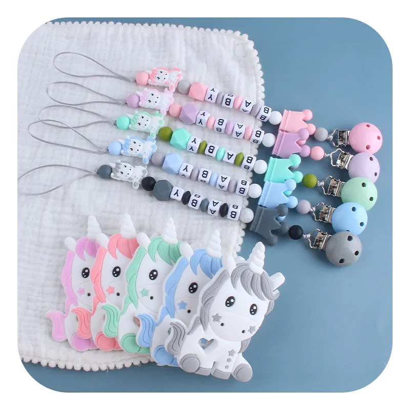 

Baby Pacifier Clips Wooden Dummy Nipple Holder Clip Chain Silicone Animal Pacifiers Teething Toys