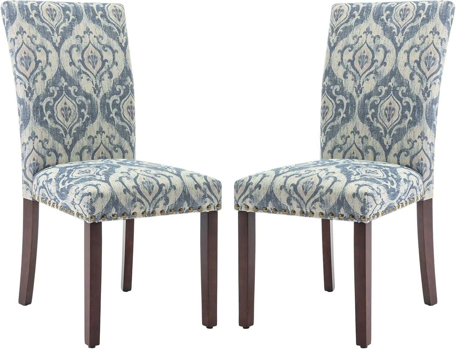 Colamy Upholstered Parsons Dining Chairs Set Of 2, Fabric Dining Room Kitchen Side Chair With Nailhead Trim And Wood Legs -