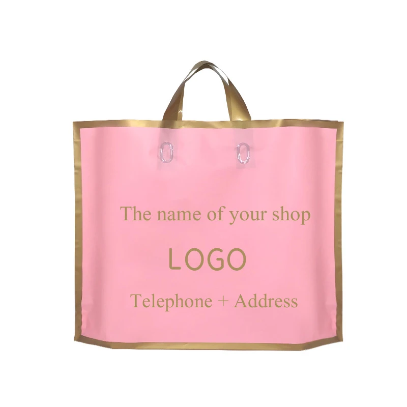 50pcs Customized Plastic Bag For Shopping Packaging Printed LOGO Gift Bag Wholesale Business Cloth Tote Bag(Printing Fee Is Extr