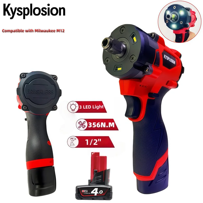 

Brushless Impac Wrench 350N.m Electric Driver 1/2" for Milwaukee M12 Screwdriver Impact Drill Power Tools Car Truck Repair tool