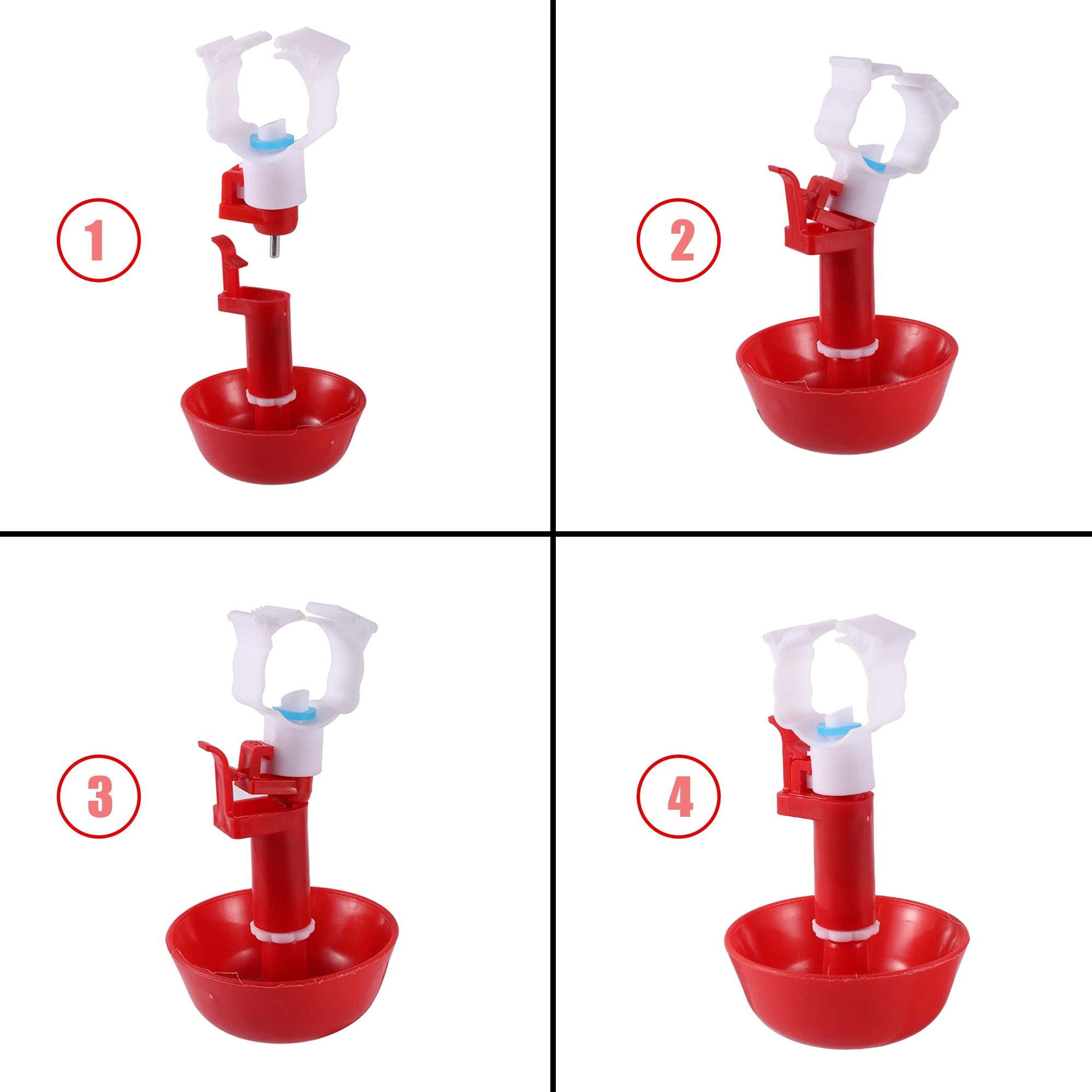 Automatic Chicken Water Nipple Drinker Bird Coop Feeder Chicken Red Waterer Hanging Cup Poultry Farm Drinker Poultry Tools 5 Pcs