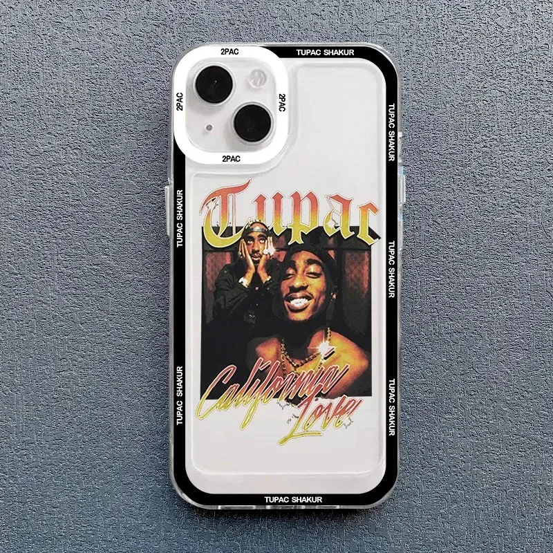 Rapper 2pac Singer Tupac Phone Case for Iphone 11 12 Mini 13 15 Pro Max 14 16 Plus X XS XR Soft Shockproof Back Cover Funda