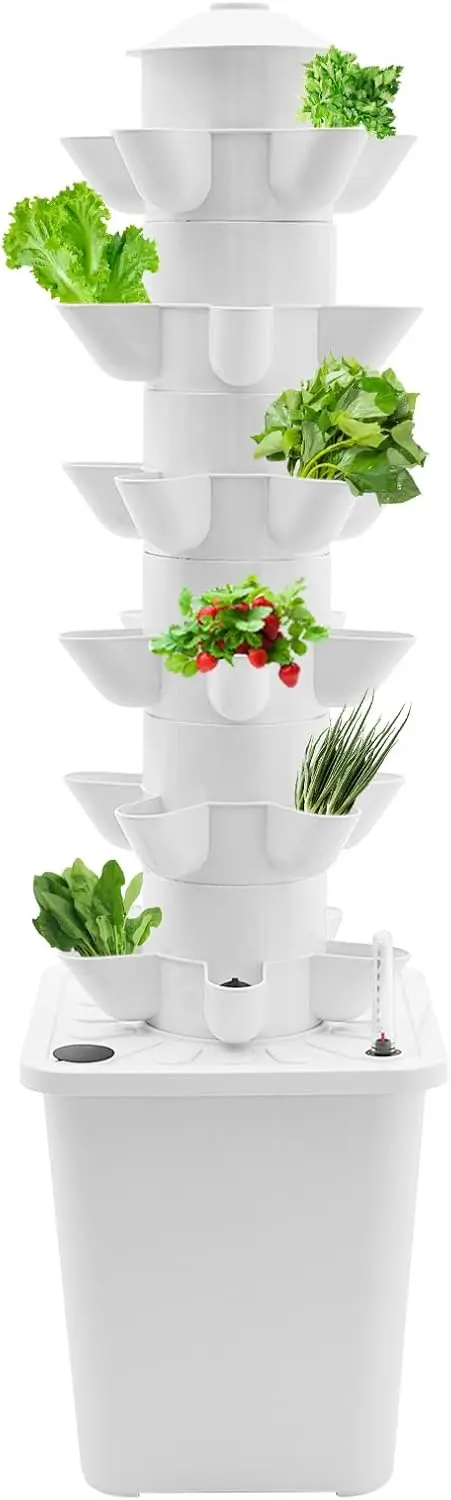 Torre idroponica standard UE a 30 fori - Design salvaspazio a 6 livelli e pompa dell'acqua da 1-3 W, coltivazione fuori suolo per giardino interno