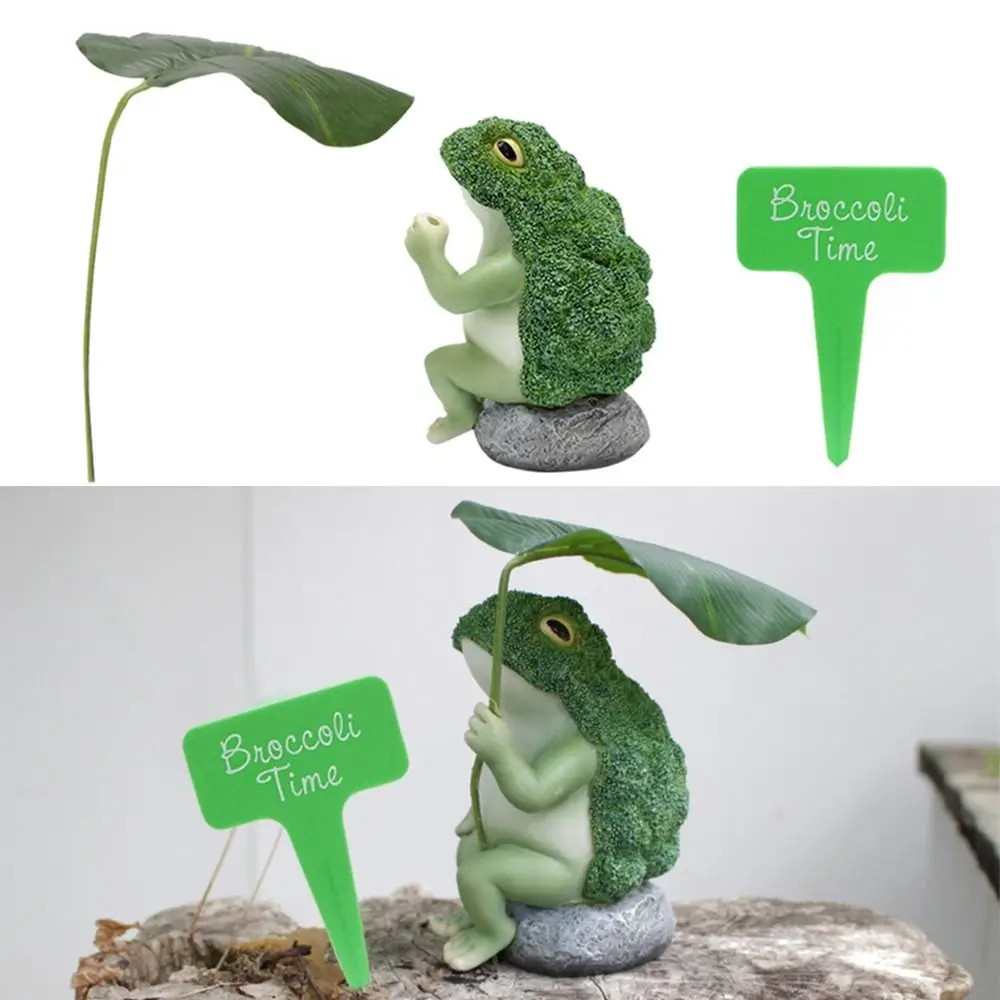 with Leaf Holding Broccoli Frog Model Ornament Garden Statue Decoration Garden Decor Garden Decoration Home Decor Resin