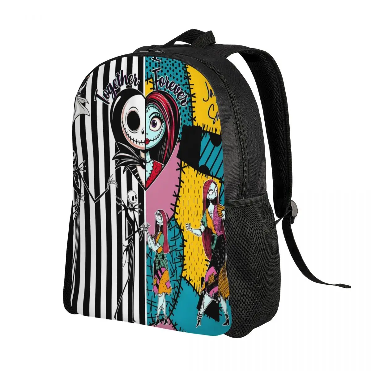 مخصص جاك Skellington حقيبة السفر النساء الرجال مدرسة الكمبيوتر الكتب المعيشة الهيكل العظمي كلية الطالب Daypack أكياس