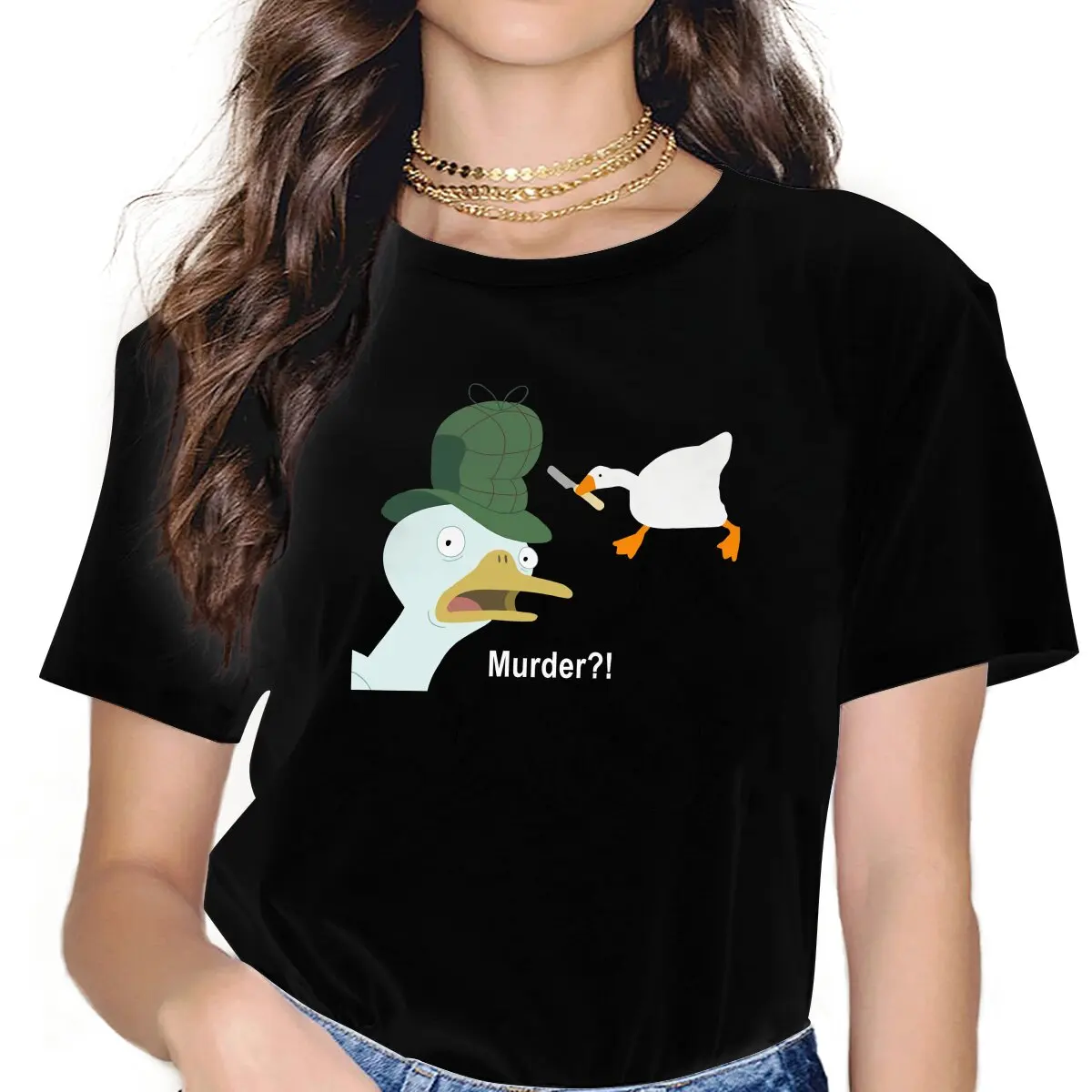 

Ducktective Untitled Goose Game Women T Shirt Fibre Gothic O-Neck Polyester TShirt