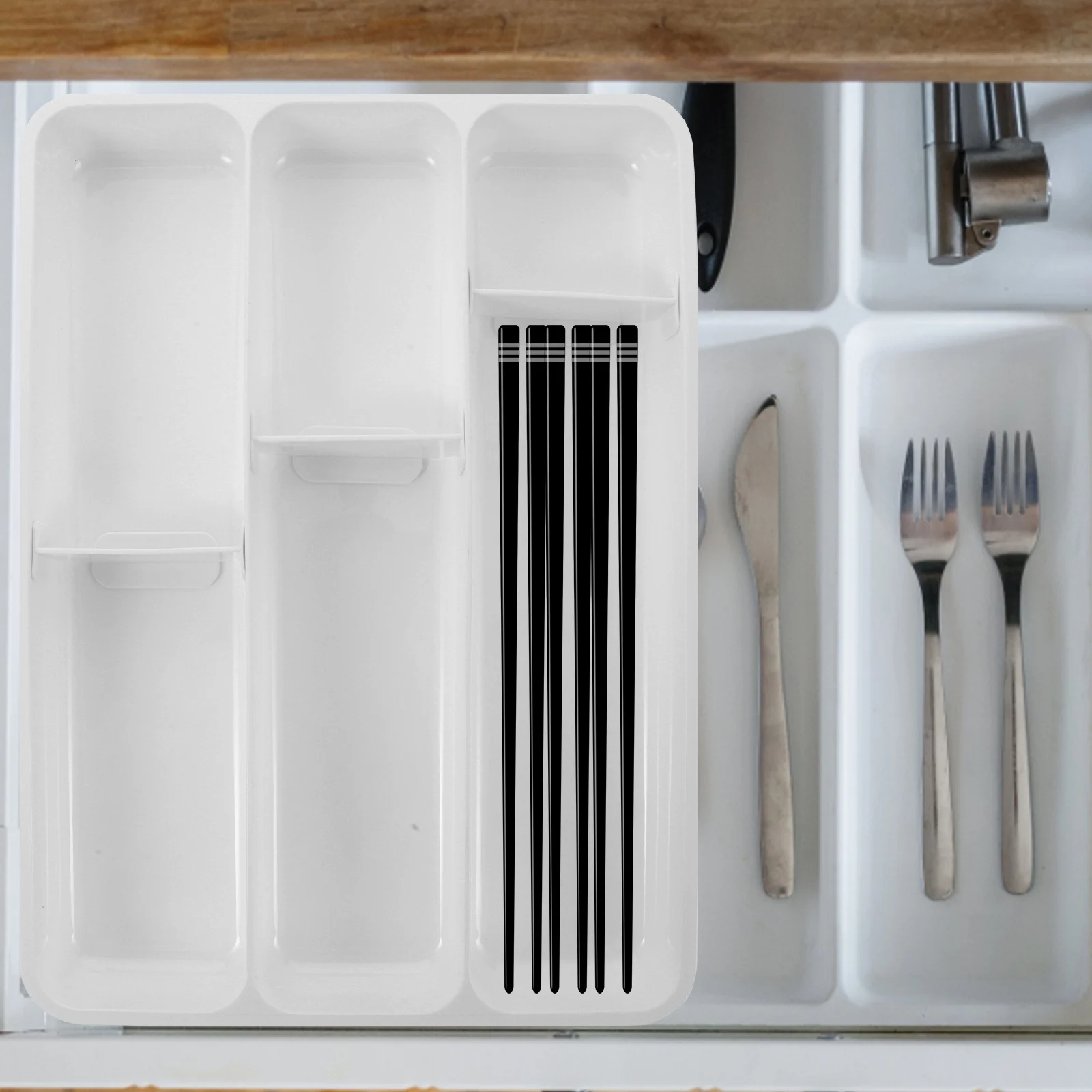 

Cutlery Storage Box Thickened Pp Multi-Grid Utensil Holder Kitchen Drawer Organizer Adjustable Silverware Container Home