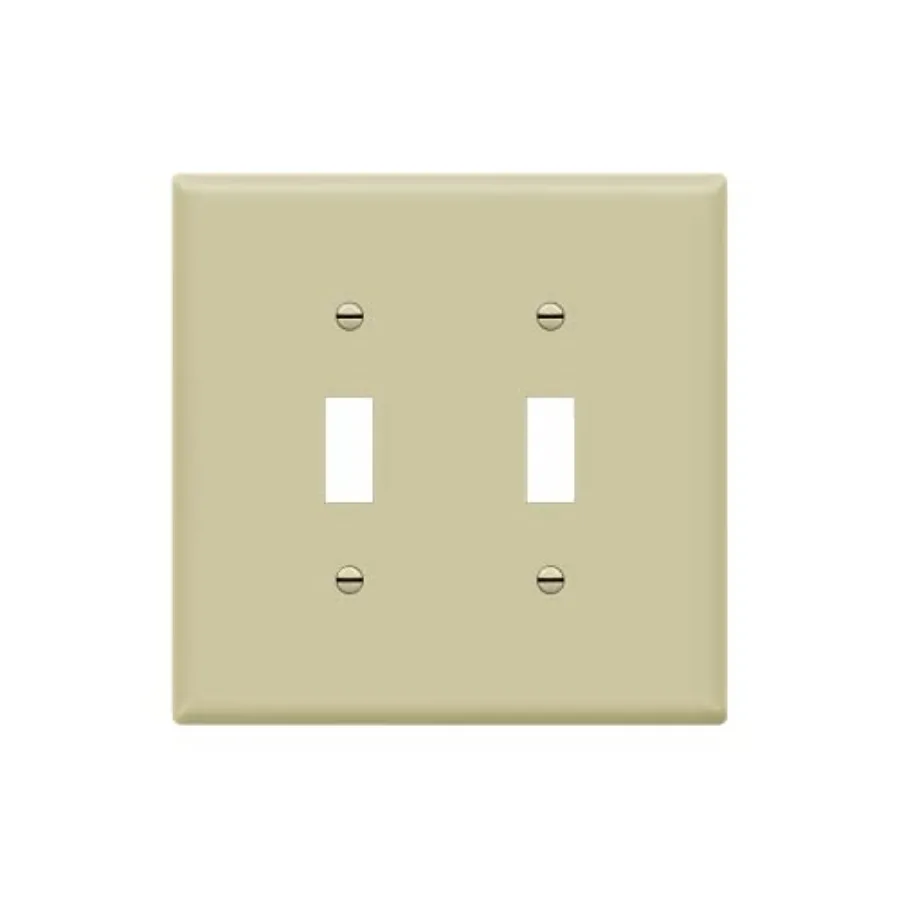 

Toggle Light Switch Wall Plate, Gloss Finish, Midway Size 2-Gang 4.88" x 4.92", Unbreakable Polycarbonate Thermoplastic, UL Lis