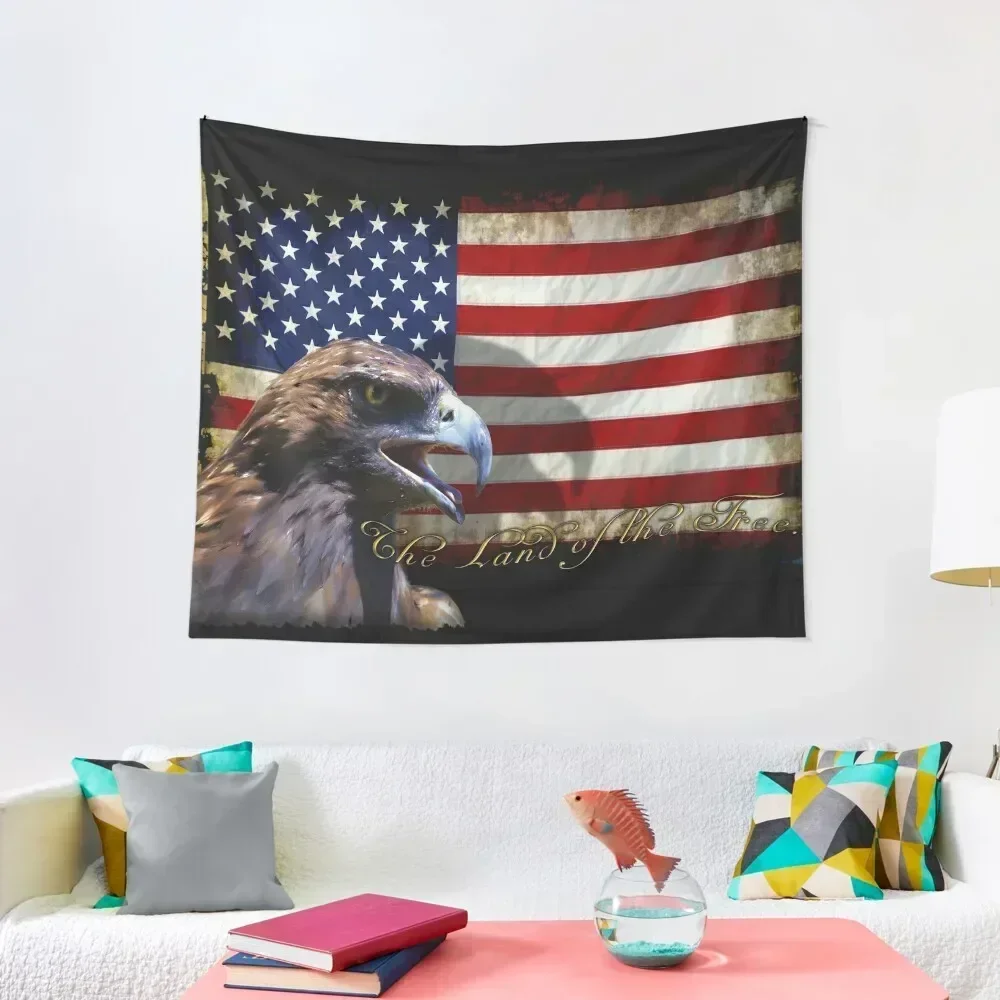 

TheLand of the Free - Patriotic Eagle & Flag Tapestry Wall Hangings Decoration Wall Carpet Tapestry