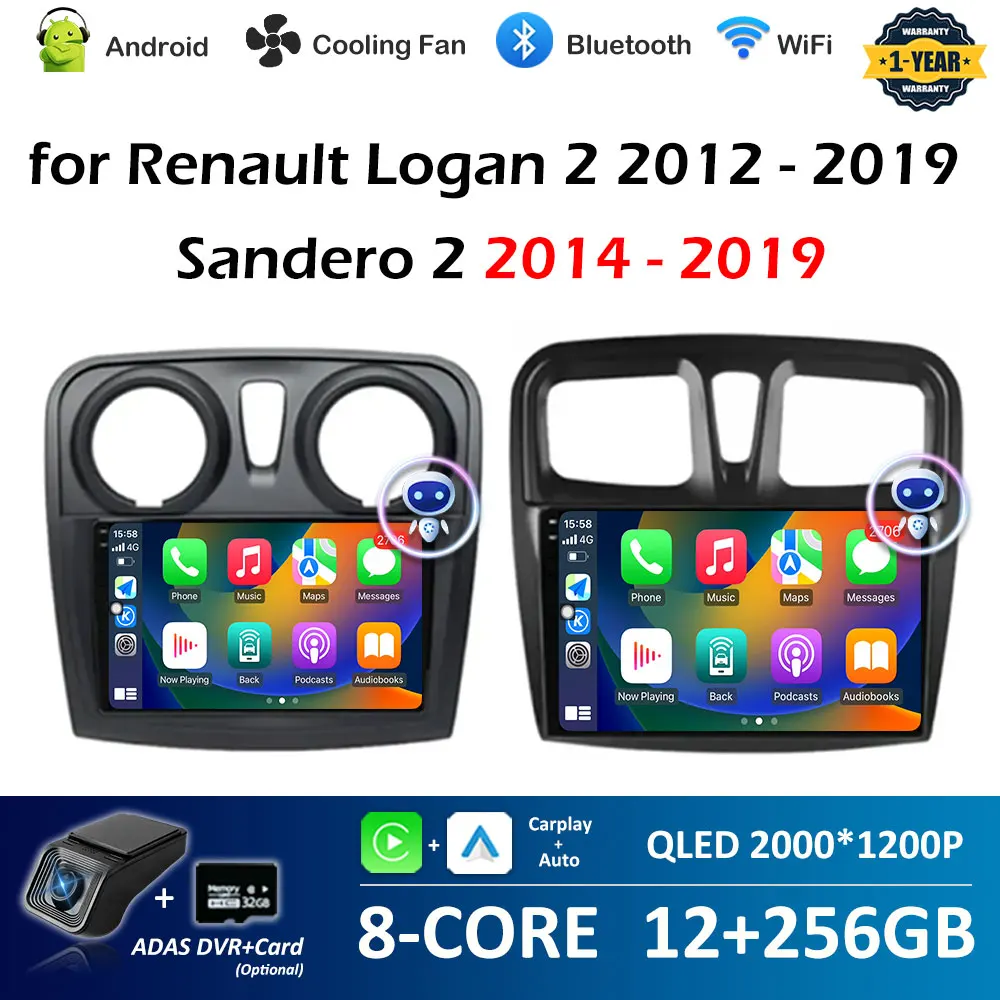 

9 inch Autoradio for Renault Logan 2 2012 - 2019 Sandero 2 2014 - 2019 Wireless Carplay QLED IPS Screen Auto Tools Bluetooth BT