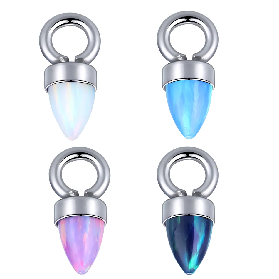 1PC Titanium Bullet Opal Hoop Pendant for Nose Septum Nipple Belly Piercings Daith Helix Earring Stud Accessories Jewelry