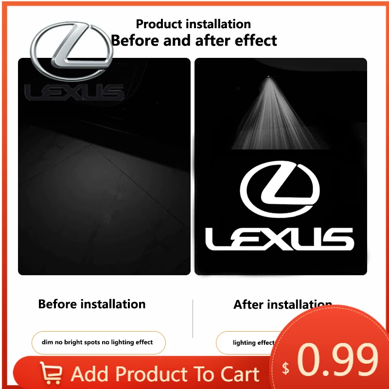 

Interior Stickers For Lexus LS LC RZ IS350 CT200h GX460 LX570 RX500h NX300 LM ES300 2Pcs Wireless LED Car Door Welcome Logo Proj