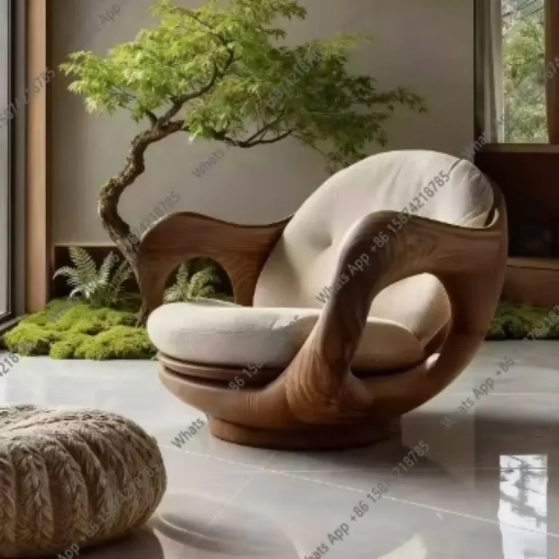 A Customizable Modern Unique Shaped Leisure Chair Minimalist Design Accent Chair Solid Wood Armchair For Home Hotel X