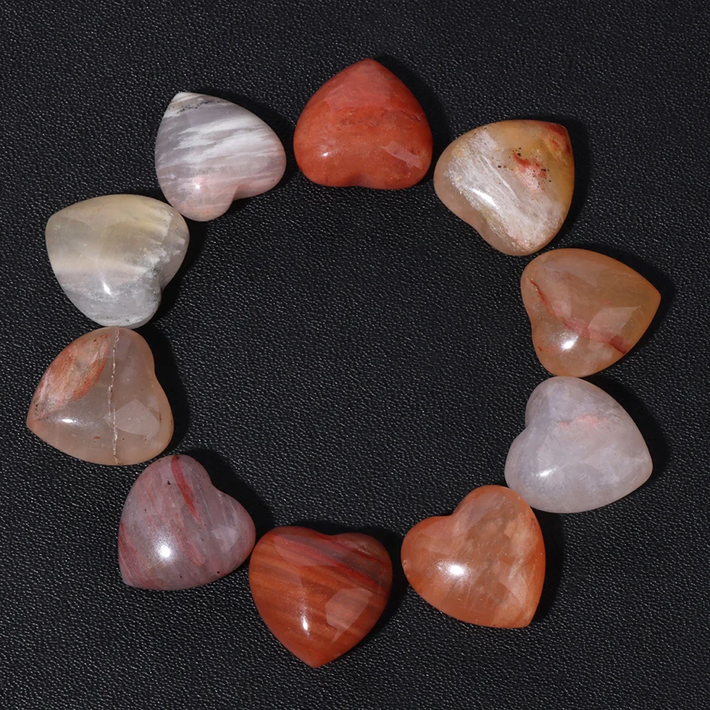 5PCS Natural Heart Shape Gems Stone 15MM No Hole Aventurine Agates Quartz Healing Stones For Jewelry Making DIY Home Decoration