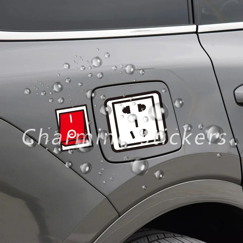 1 قطعة 2D شقة الكهربائية التبديل ملصق السلطة زر المقبس تشغيل/إيقاف ملصق حائط من الفينيل مقاوم للماء لملحقات ديكور الكمبيوتر المحمول سيارة