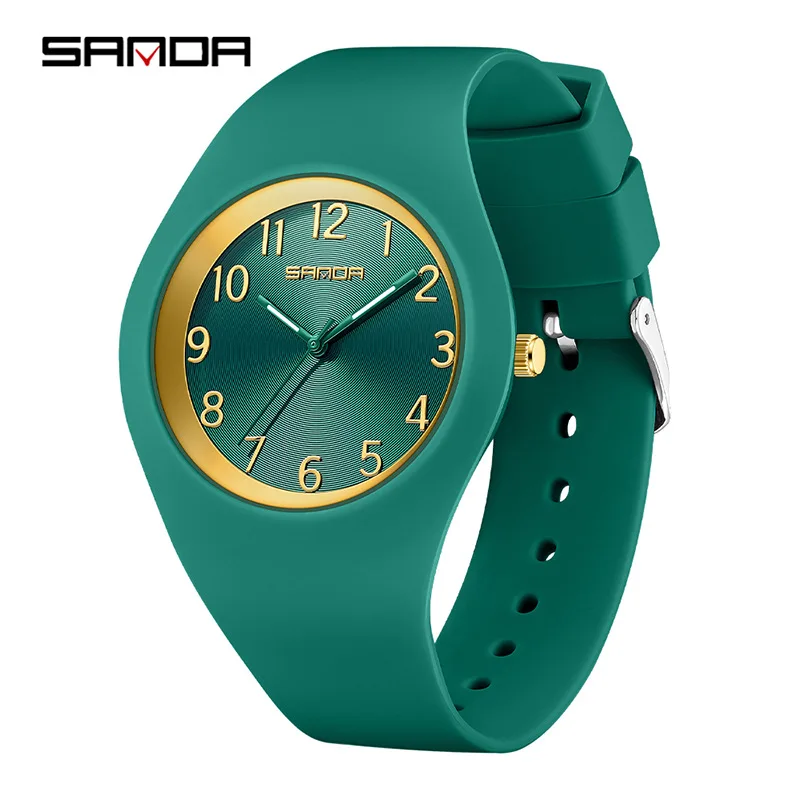 SANDA casual sports women's watch fashionable, simple and versatile imported PC21 silent movement 3ATM waterproof student watch