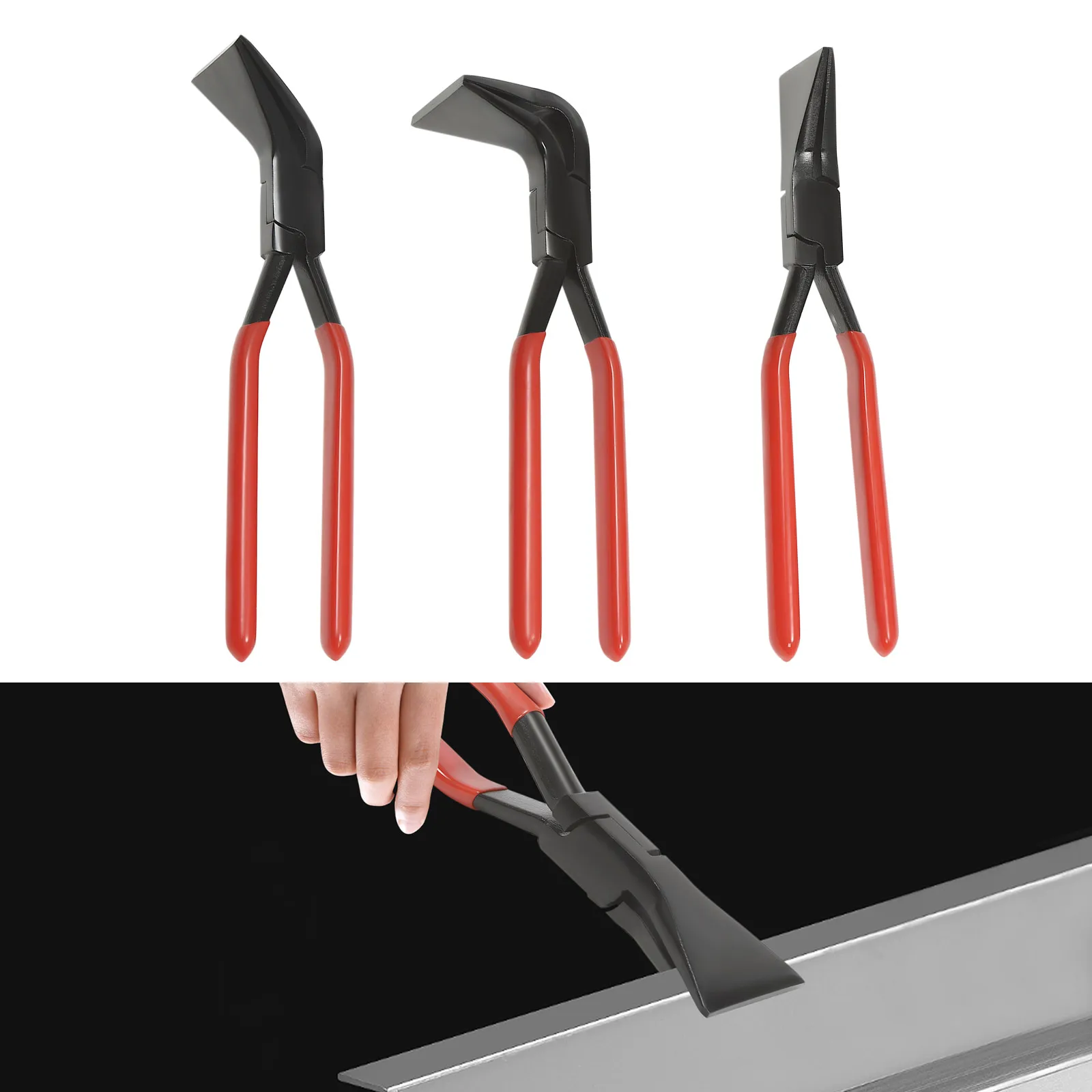 

3Pcs Metal Bending Pliers Set, Straight & 45° & 90° Hand Seamers Sheet Metal Tools for Bending & Flattening Sheet Metal is
