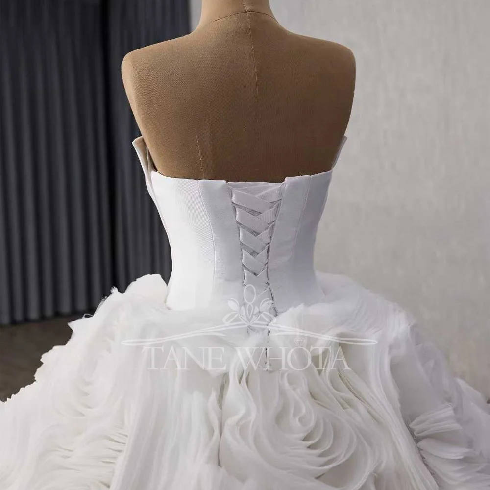 Gelinlik Luxury Strapless Sleeveless Wedding Dress Lace Up Back 3D Flowers Sequined Customized Fit 2025