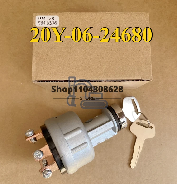 20Y-06-24680,22B-06-11910 Ignition Starter Key Switch with 4 Position 6 Terminal 2 Keys Replacement for Komatsu PC200/2/3/5/7/8