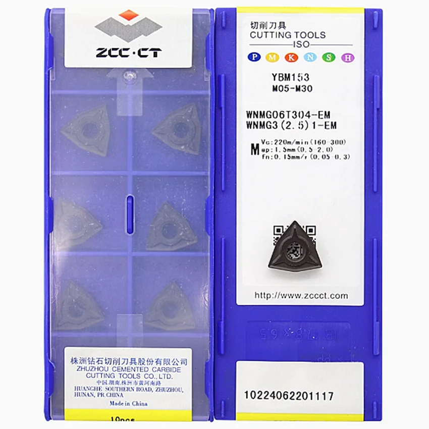 

WNMG06T304-EM YBM153/WNMG06T308-EM YBM153/WNMG06T312-EM YBM153 ZCC.CT CNC blade carbide inserts turning tools inserts 10pcs/box