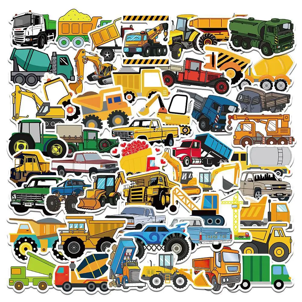 

50 шт. наклеек с мультяшными грузовиками для спальни, декоративные наклейки для учителей, для скрапбукинга, канцелярских принадлежностей, ноутбуков, холодильников, чемоданов, телефонов