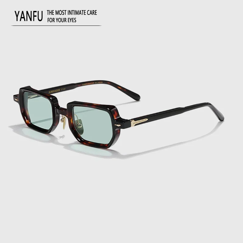 Vintage Small Brand Designer Sunglasses Classic for Male Acetate Tortoise Outdoor Glasses Frame Eyewear Men Handmade UV400 145mm