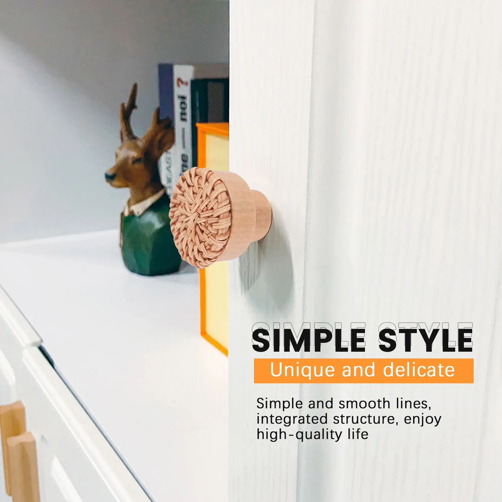 

ABKJ-12 штук, 35 мм, ручки для комода в стиле бохо, ручки из ротанга, деревянные ручки для ящиков, круглые деревянные ручки для комода с винтами