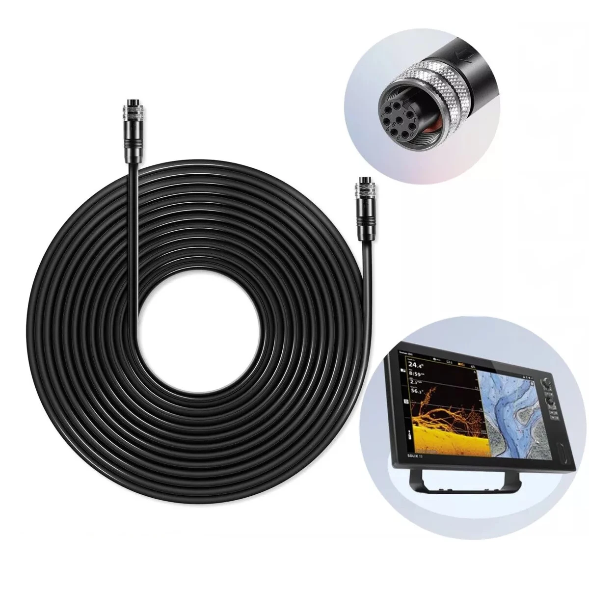 TML 720073-4 30 Feet Ethernet Cable AS EC 30E Replace for Humminbird, Black Fit for Helix, APEX, SOLIX and Onix Models